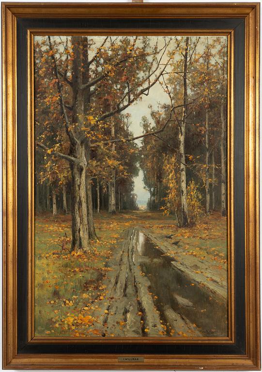 Unknown artist, possibly Russia, 19th century, Autumn landscape with road.