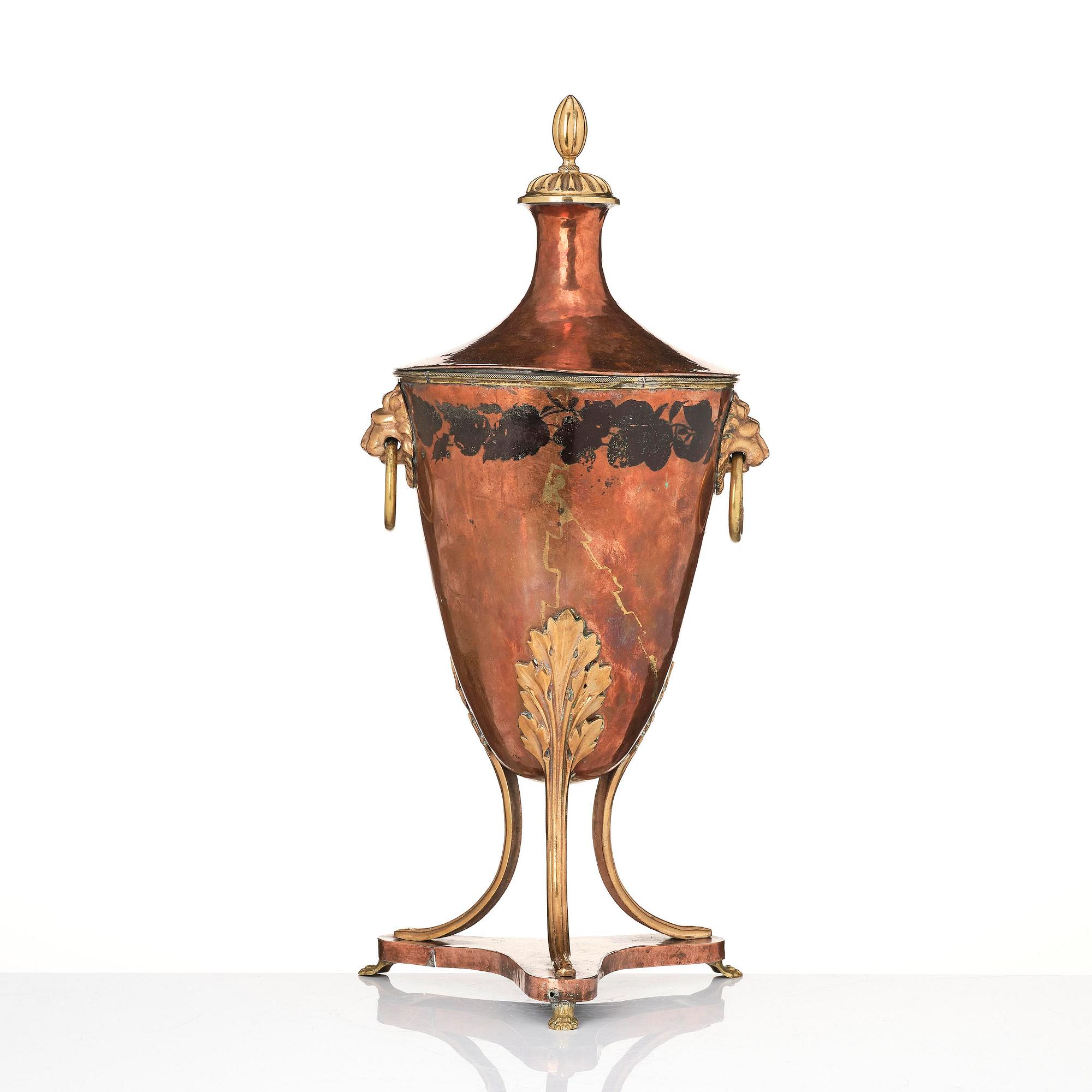 A late-gustavian copper and gilt-brass tea cistern, Stockholm circa 1800.
