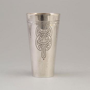 A Danish Art Noveau silver beaker maker's mark Carl J. S. Møinichen, Copenhagen, Denmark 1904.