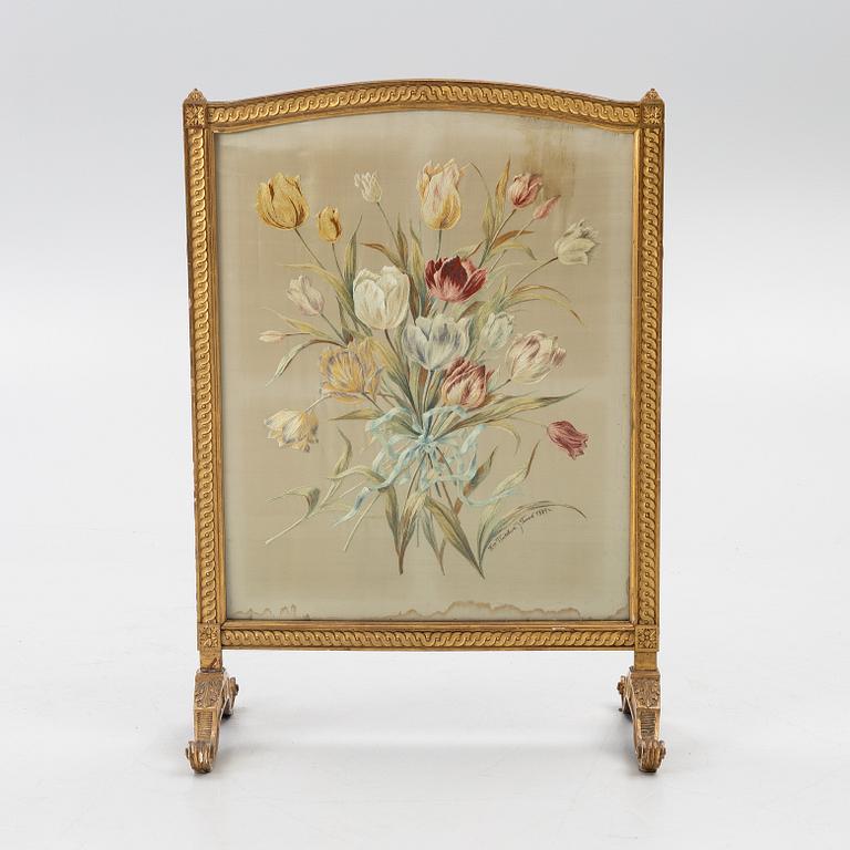 A Louix XVI-style fire guard, late 19th century.
