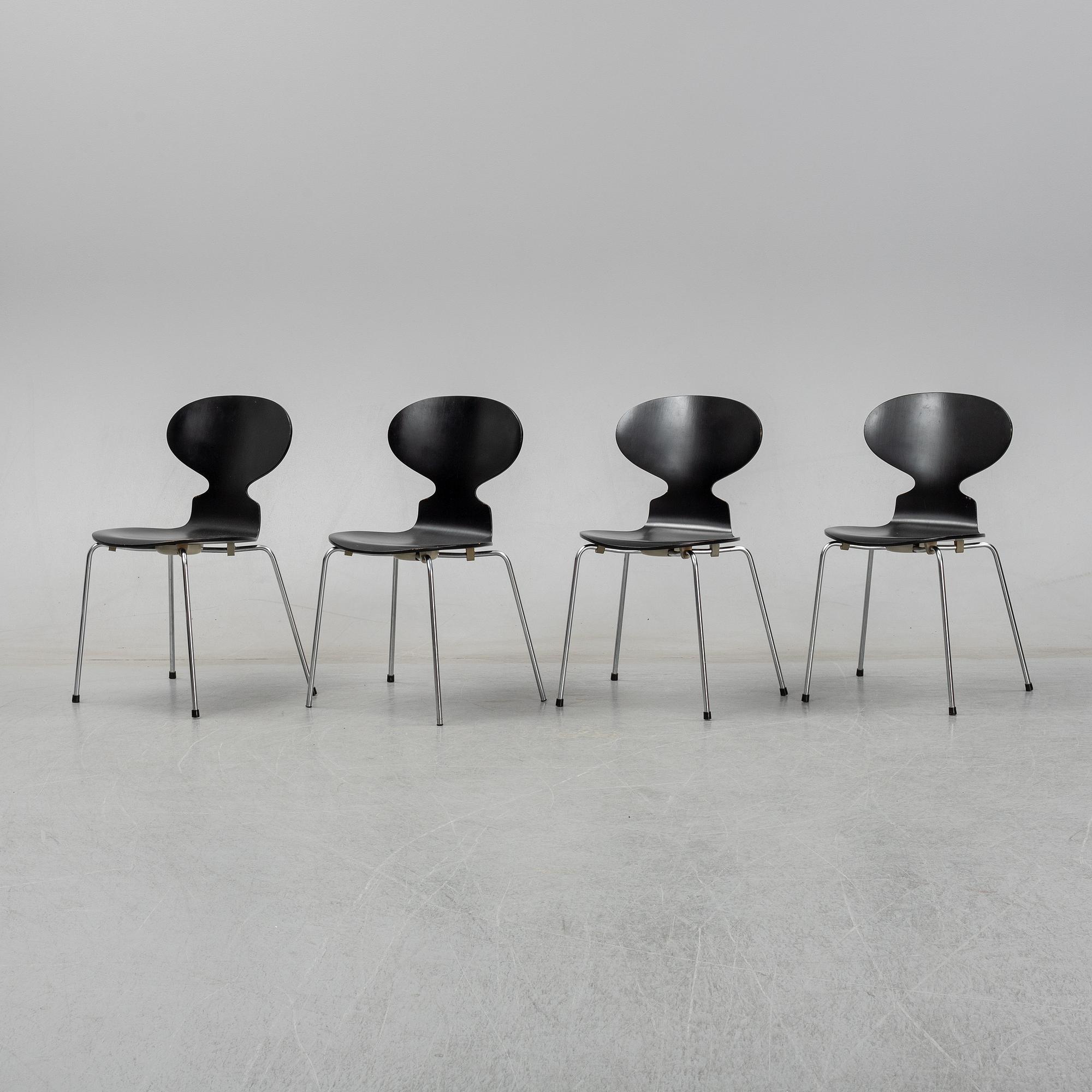 Four 'Ant' chairs by Arne Jacobsen for Fritz Hansen, dated  1973.