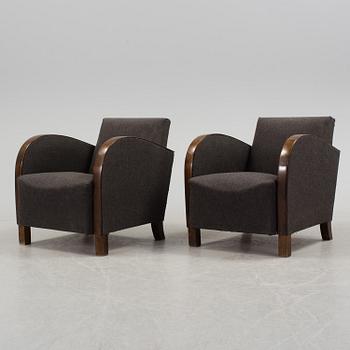A pair of art déco easy chairs, 1930s/1940s.