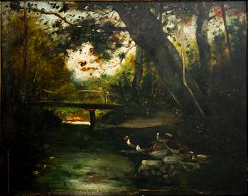 OKÄND KONSTNÄR, olja på pannå, 18/1900-tal.