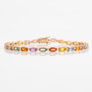 Bracelet 18K gold with multi-coloured sapphires and brilliant-cut diamonds.