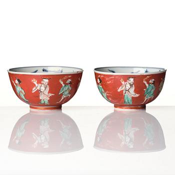 A group of five 'immortals' bowls, Meiji (1868-1912).