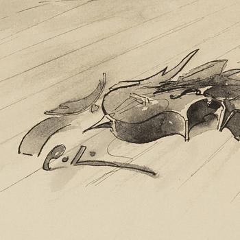 Carl Larsson, tuschlavering, signerad C.L.