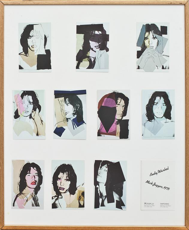 ANDY WARHOL, efter, 10 st, färgoffsettryck,"Mick Jagger" Castelli Graphics, 1975.