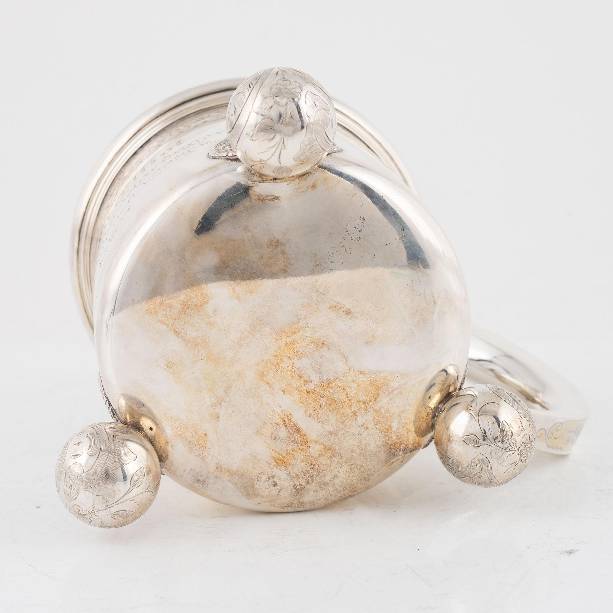 Dryckeskanna, barockstil, CG Hallberg, Stockholm 1904.