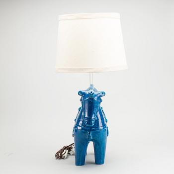 ALDO LONDI, BORDSLAMPA, blå häst, för Bitossi Italien.