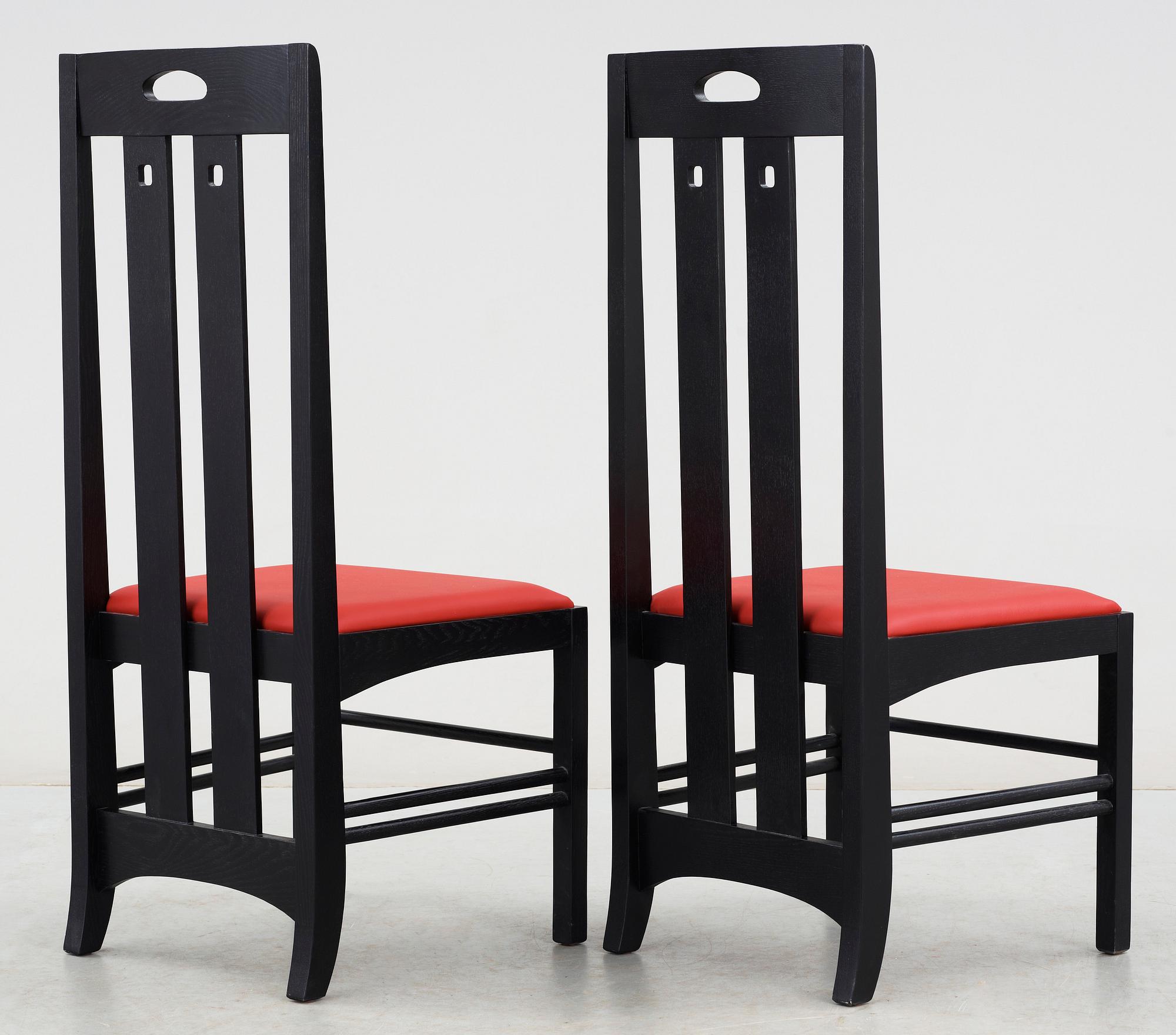 STOLAR, ett par, efter Charles Rennie Mackintosh, modell "ingram low"  1900/2000-tal.