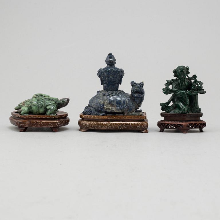 Three Chinese stone sculptures, 20th century.