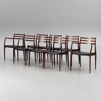 Niels Otto Møller, a nine-piece dining suite, JL Møller, Denmark, 1965.