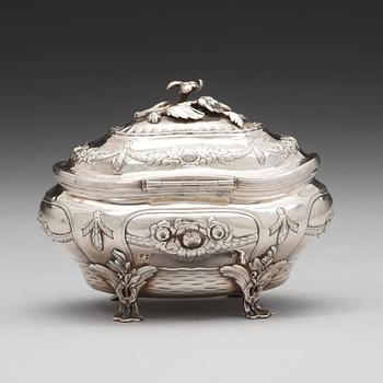 A Swedish 18th century silver sugar-casket, mark of Andreas Reutz, Gothenburg 1776.