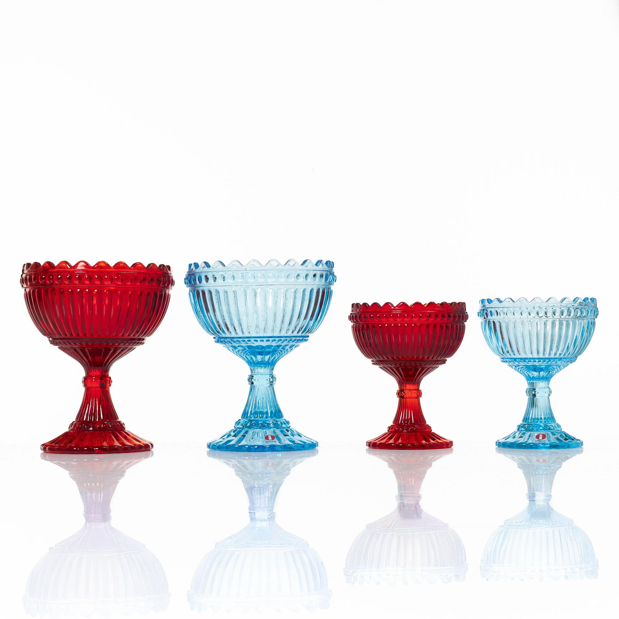 Iittala, Bowl on foot, 20 pcs, glass, "Mariskooli", Marimekko, Iittala, Finland.