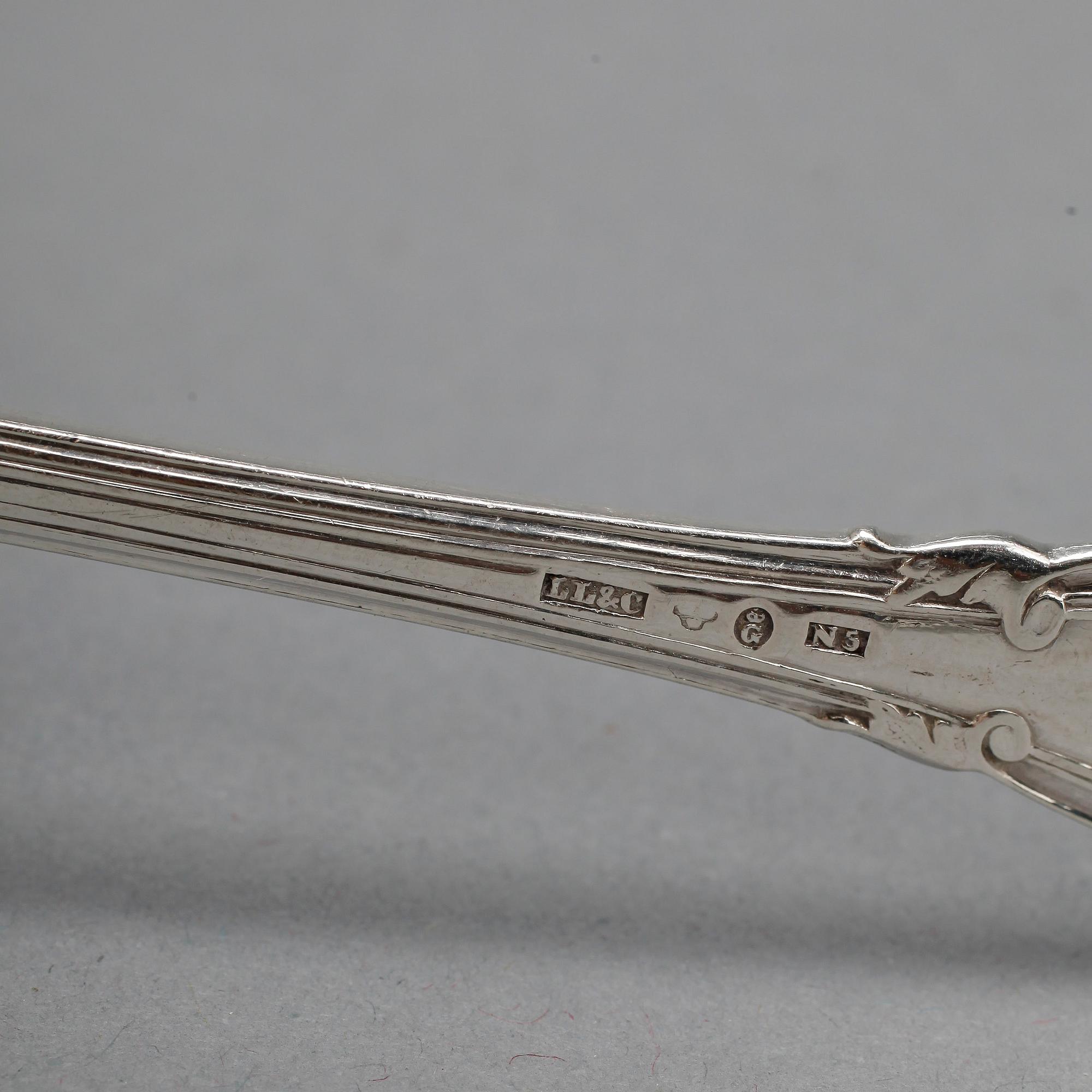 BESTICKSERVIS, silver, 67 delar, ”Greque”, Lars Larson & Co, Göteborg, bland annat 1867. Total vikt ca 4710g.