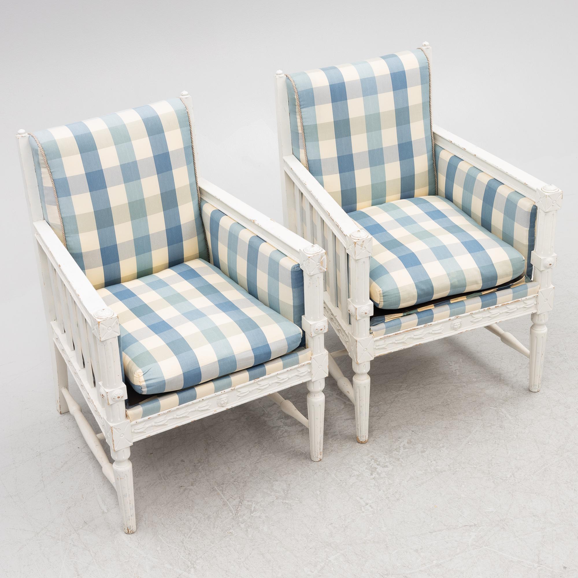 A pair of Gustavian style chairs, late 19th century.