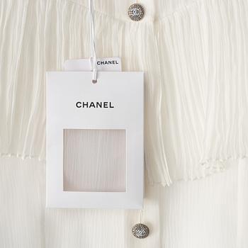 Chanel, a white silk blouse, french size 34.