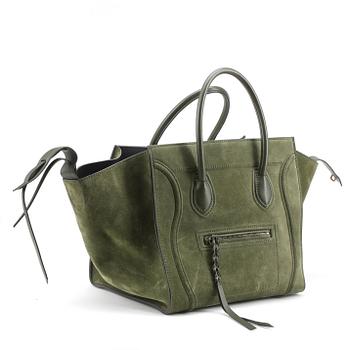 CÉLINE, a green suede bag, "Luggage Phantom".