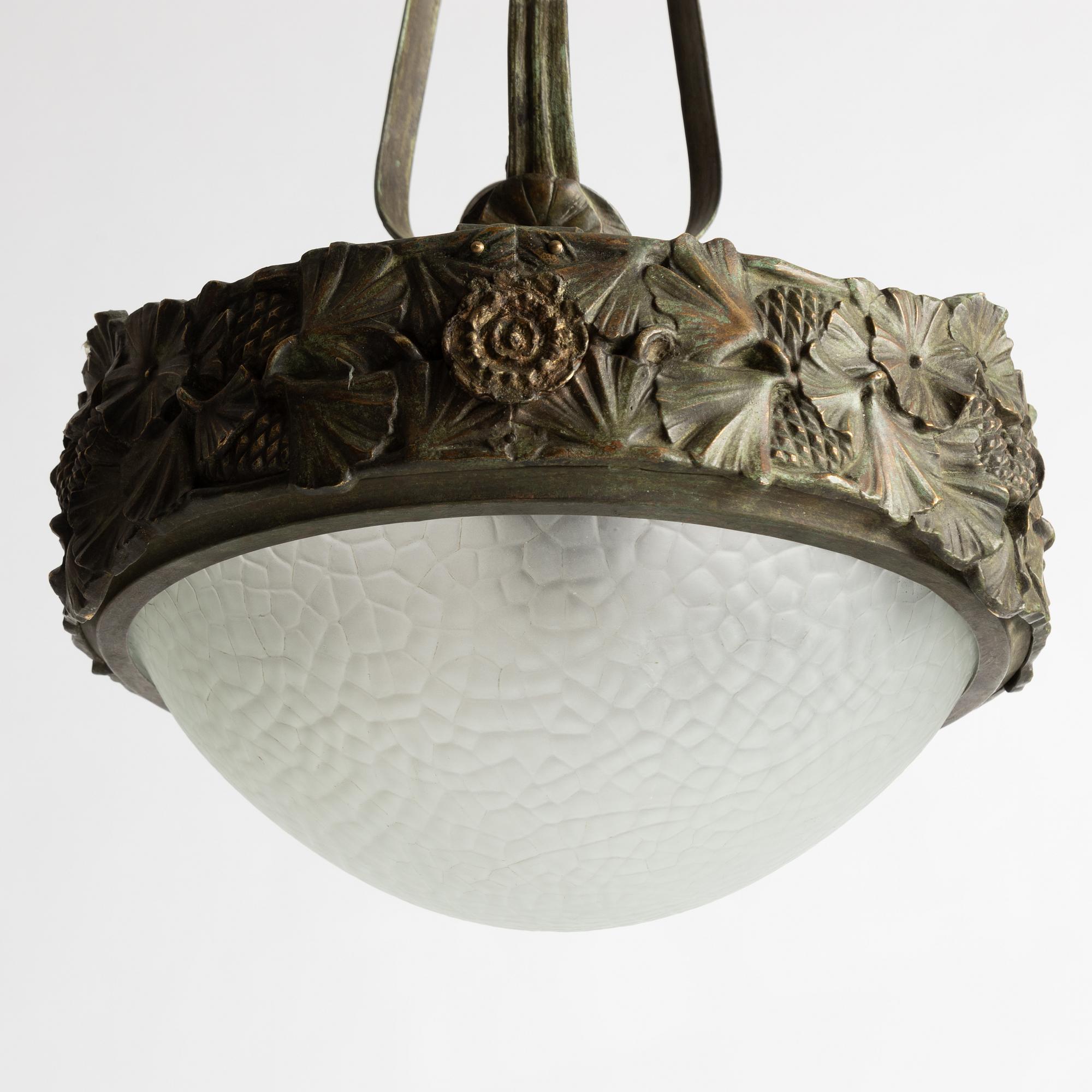 Arvid Böhlmarks Lampfabrik, a model 3853 A Art Nouveau ceiling lamp, Stockholm, 1910s.