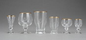 GLASSERVIS, 65 delar, etikettmärkt NGS Kristall Kosta, 1940-50-tal.