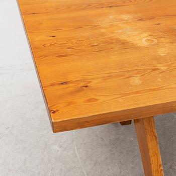 A pine trestle table, later part of the 20th Century.