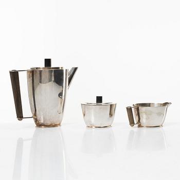 Sylvia Stave, a three-piece coffee service, C.G.Hallberg, Sweden, the model designed in 1930.