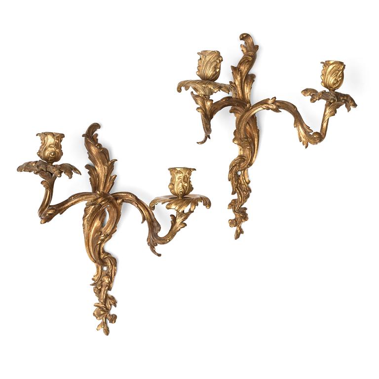 A pair of Louis XV 1740's two-light wall-lights.