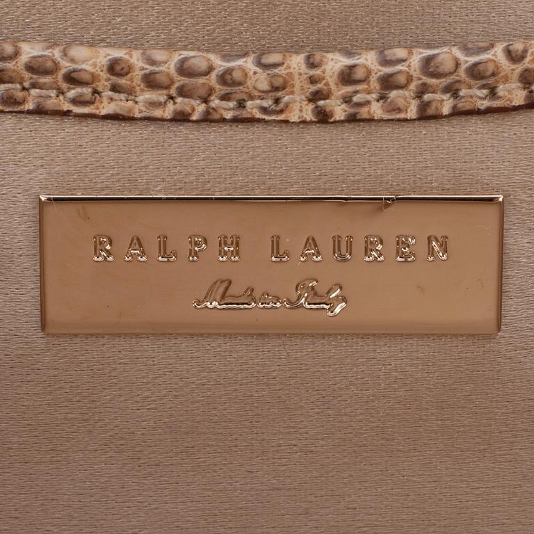 RALPH LAUREN, a beige leather, most likely snakeskin, clutch.