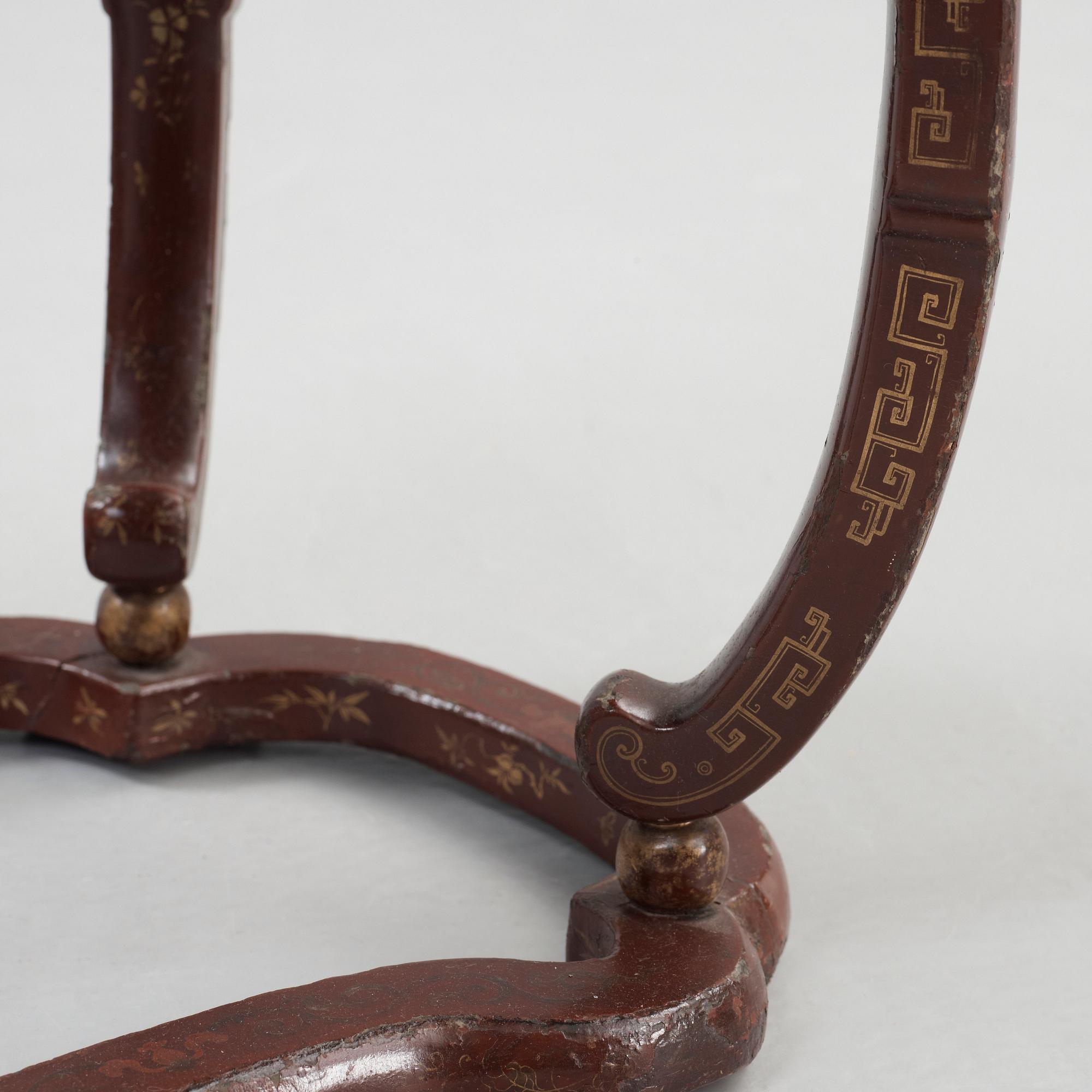 A red and gold lacquer stool, Qing dynasty presumably 18th century.