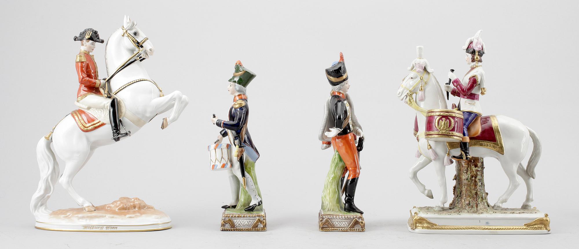 PARTI FIGURINER, 4 st, porslin, bland annat Wien. 1900-talets första del.