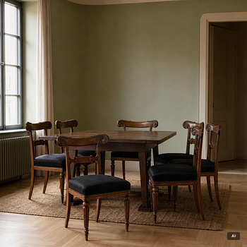 A set of 7 chairs, Empire style, W. Taylor & Sons, circa 1900.