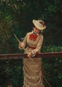 Marie-François Firmin-Girard, Fiskande ung kvinna med hund.