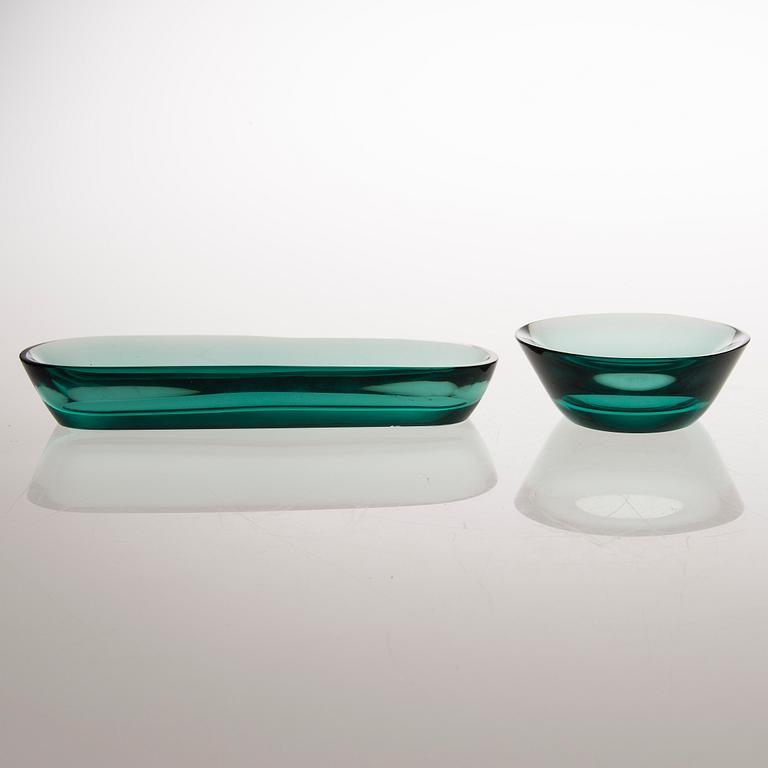 Göran Hongell, GÖRAN HONGELL, A 1940s 4-piece 'Azurra' glass toilet set, all signed GH 6124 - Karhula. Design year 1939.