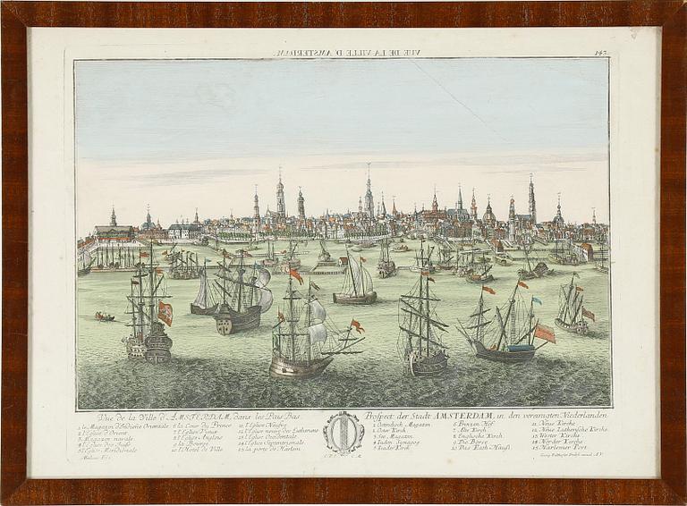 KOPPARSTICK, kolorerade, Georg Balthasar Probst, 1700-tal.