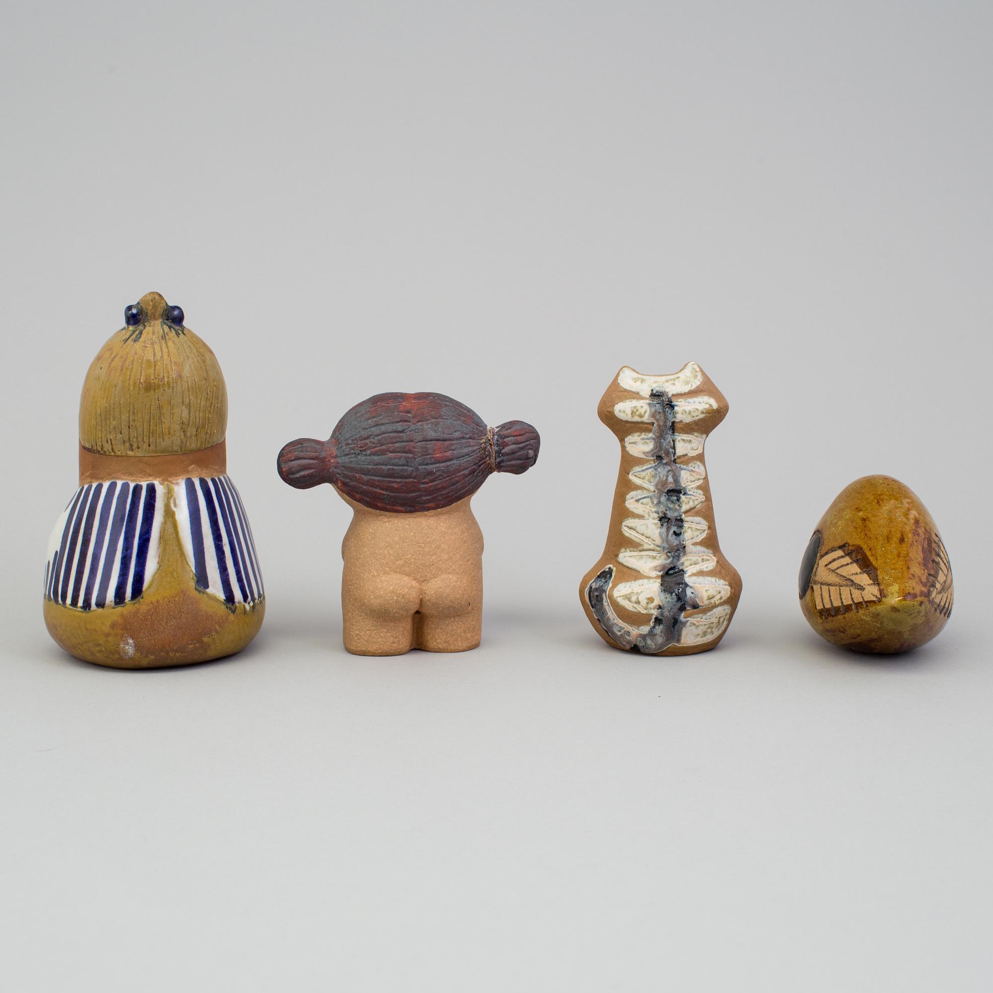 LISA LARSON, figurer, 4 st, stengods, Gustavsberg.