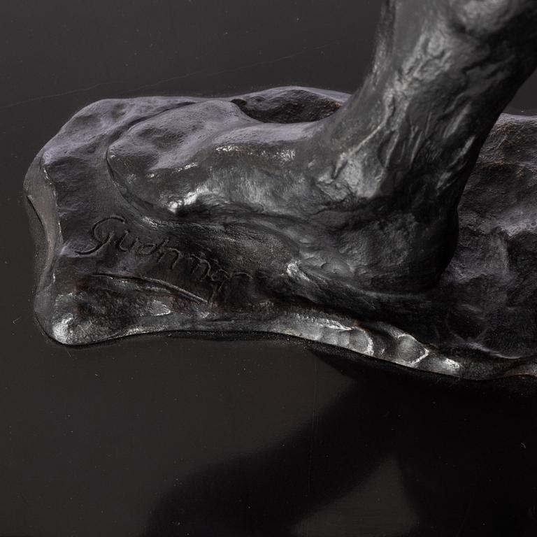 Gudmar Olovson, sculpture. Signed. Numbered. Foundry mark. Bronze, total height 35 cm, length 29 cm.