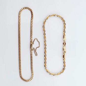 ARMBAND, 2 st, 18k guld, total vikt ca 12g.