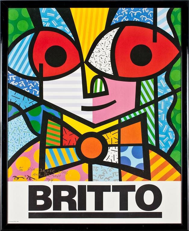 ROMERO BRITTO, affischtryck, sign o med gåvotillskrift.