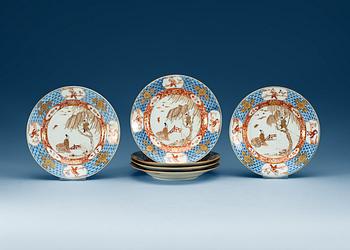 A set of six imari dishes, Qing dynasty, early 18th century.