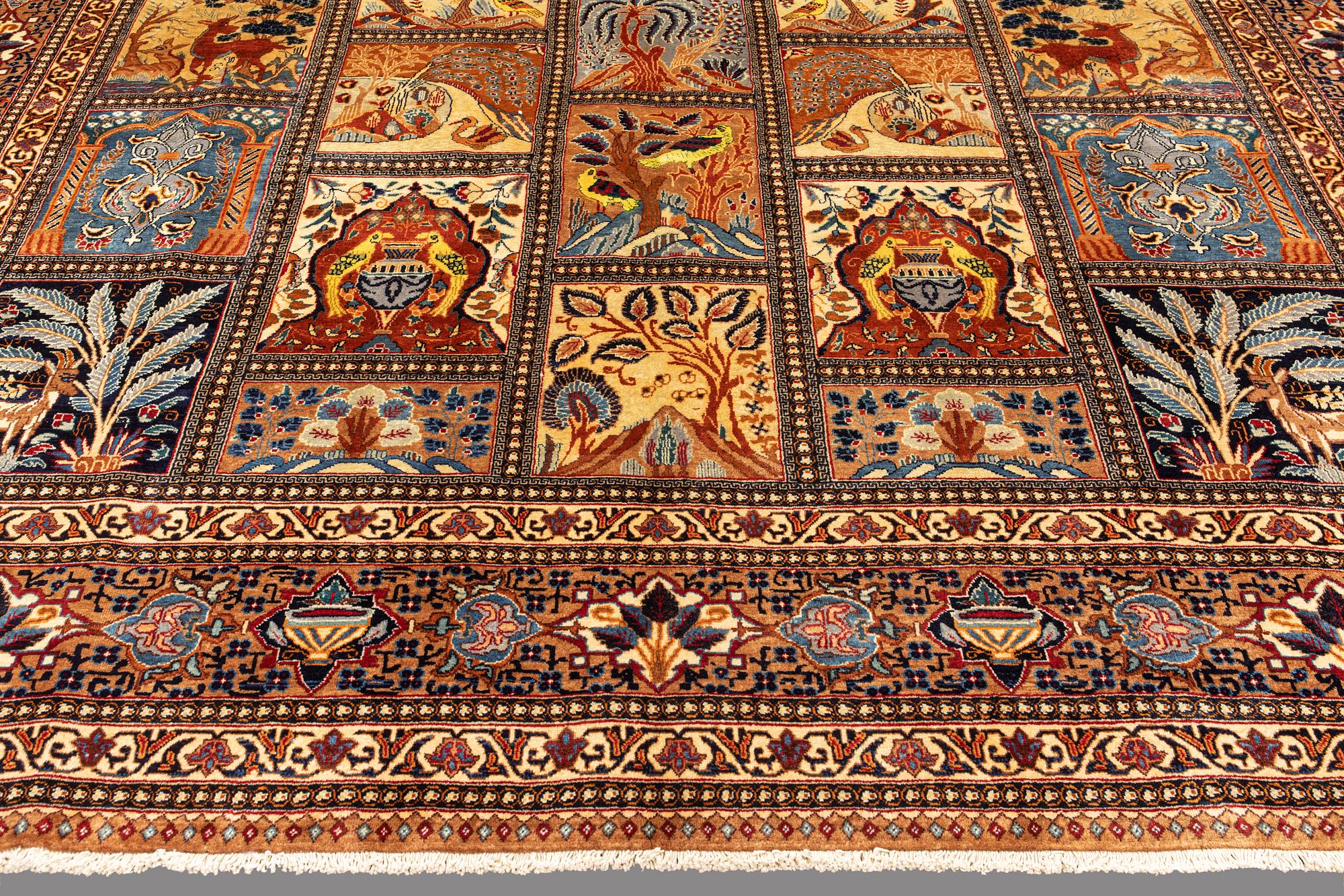A carpet, Figural Kashmar, ca 373 x 298 cm.