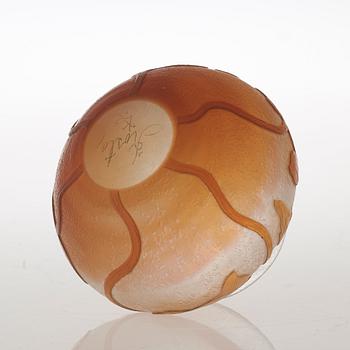A Karl Lindeberg Art Nouveau cameo glass vase, Kosta.