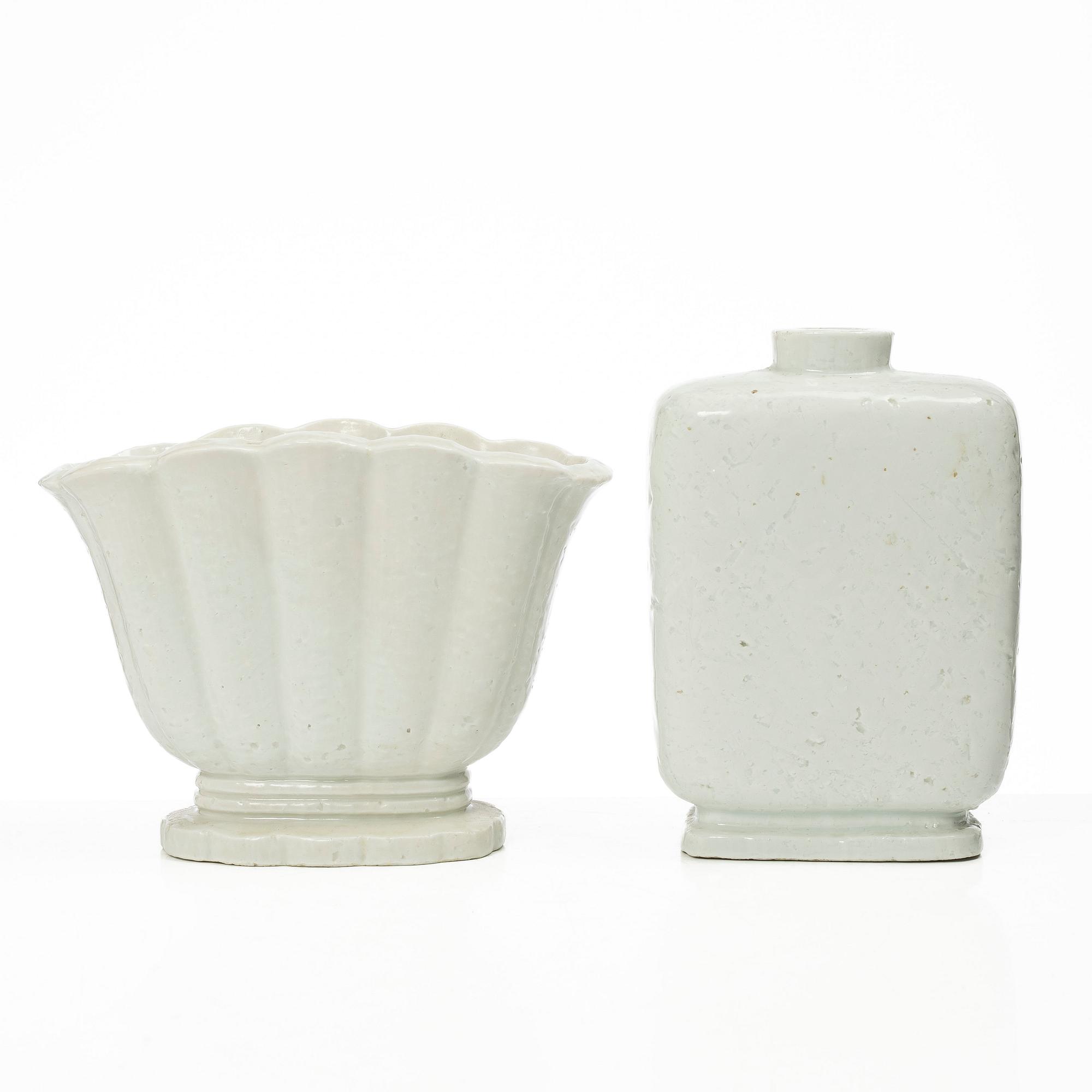 Gunnar Nylund, vaser, 4 st, chamotterat stengods, Rörstrand 1930-40-tal.