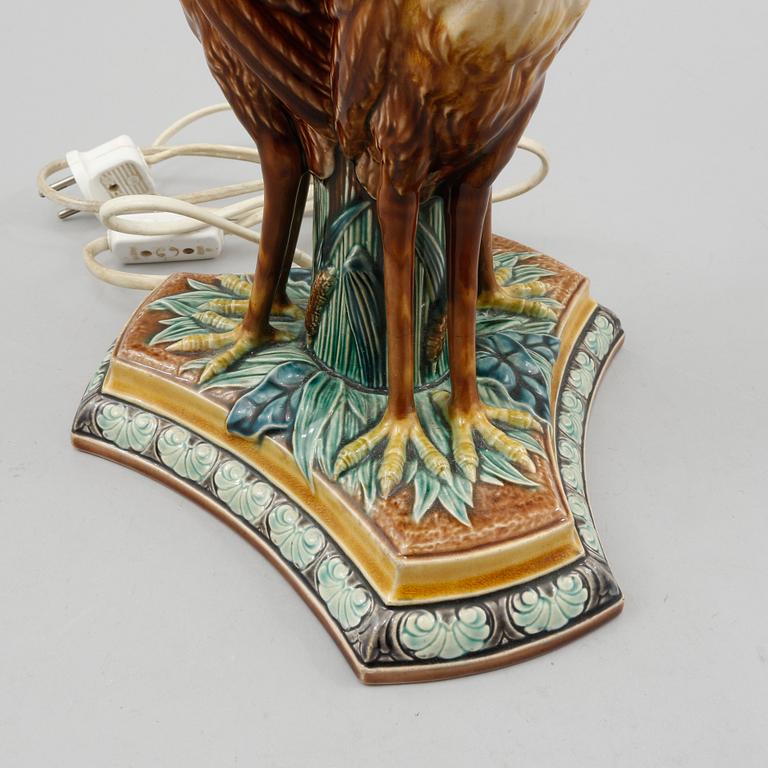 BORDSLAMPA, majolika, Gustafsberg, tidigt 1900-tal.