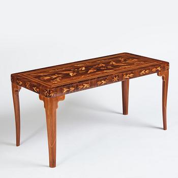 Carl Malmsten, a richly inlayed table, executed by master cabinet maker Albin Johansson, Stockholm 1938.