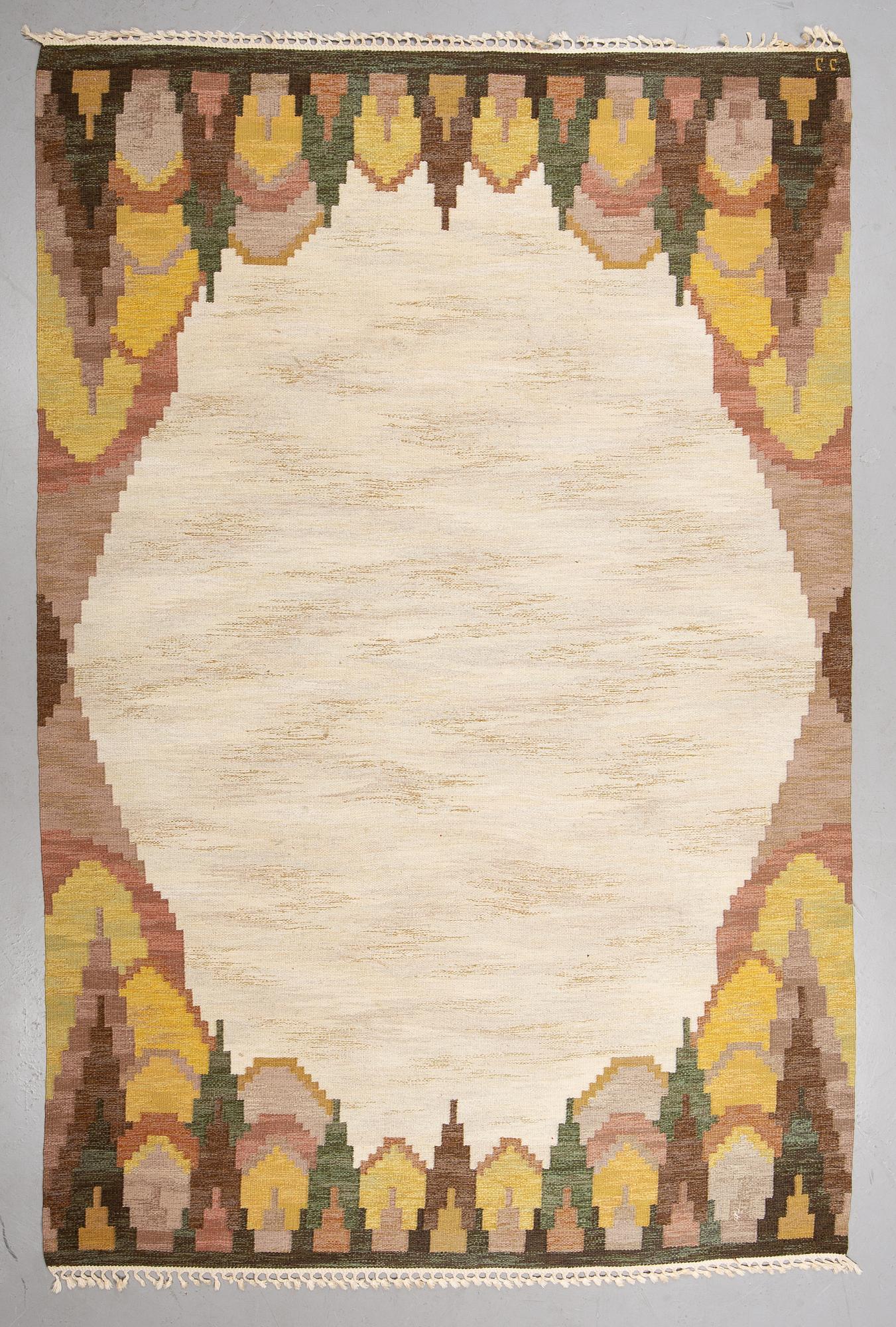 Judith Johansson, matto, "Björkhult", flat weave, ca 362,5-365 x 238-240,5 cm, signed JJ.