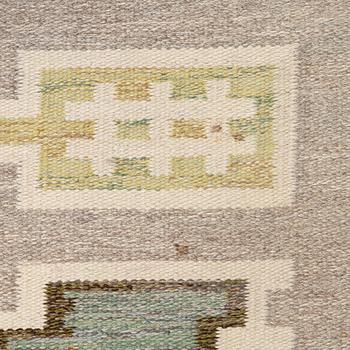 A, flat weave rug, signed JLH (Jönköping County Handicrafts), approx. 242 x 172 cm.