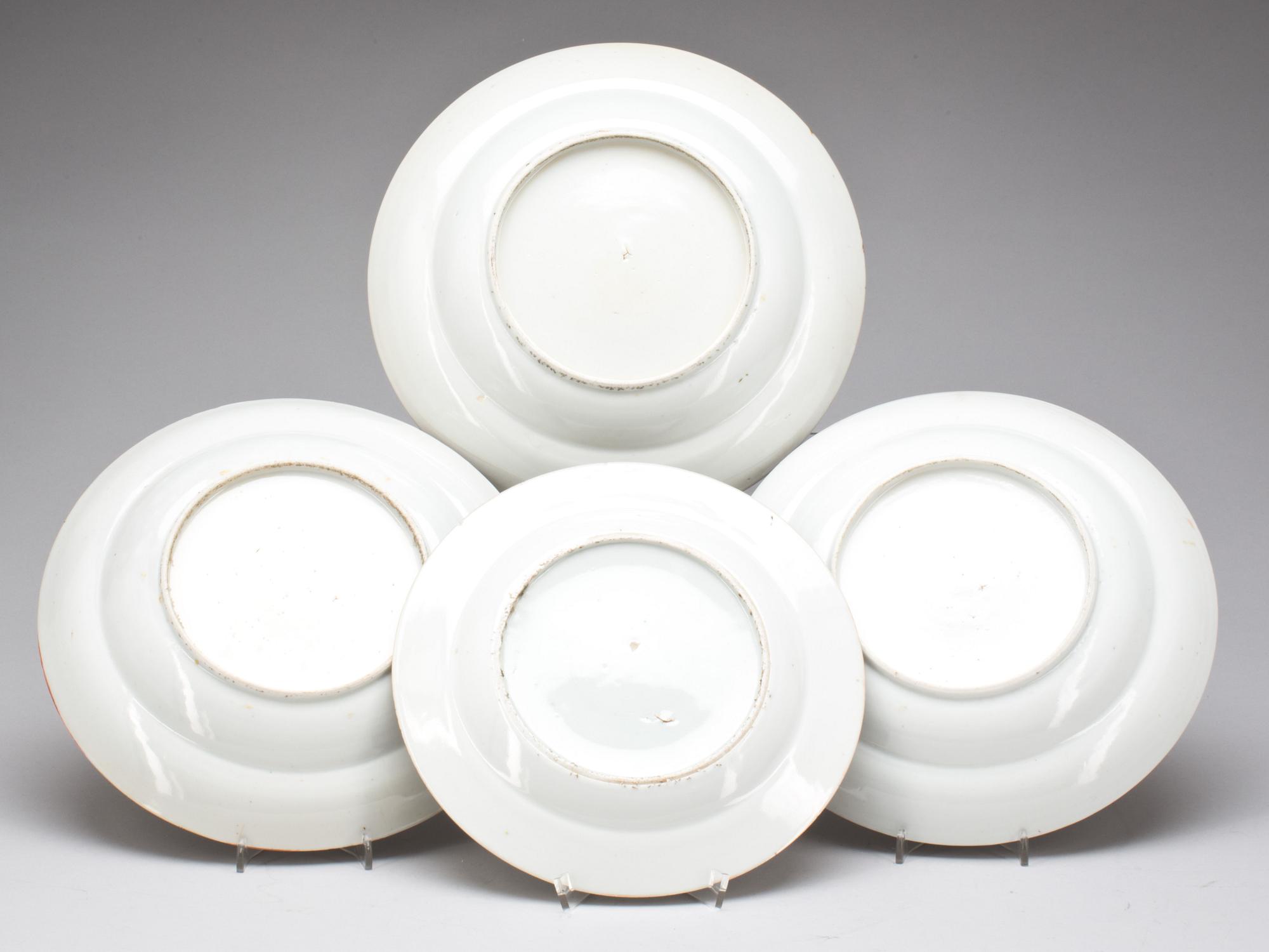 FAT, 3 st och TALLRIK, porslin, Kanton, 1800-tal.