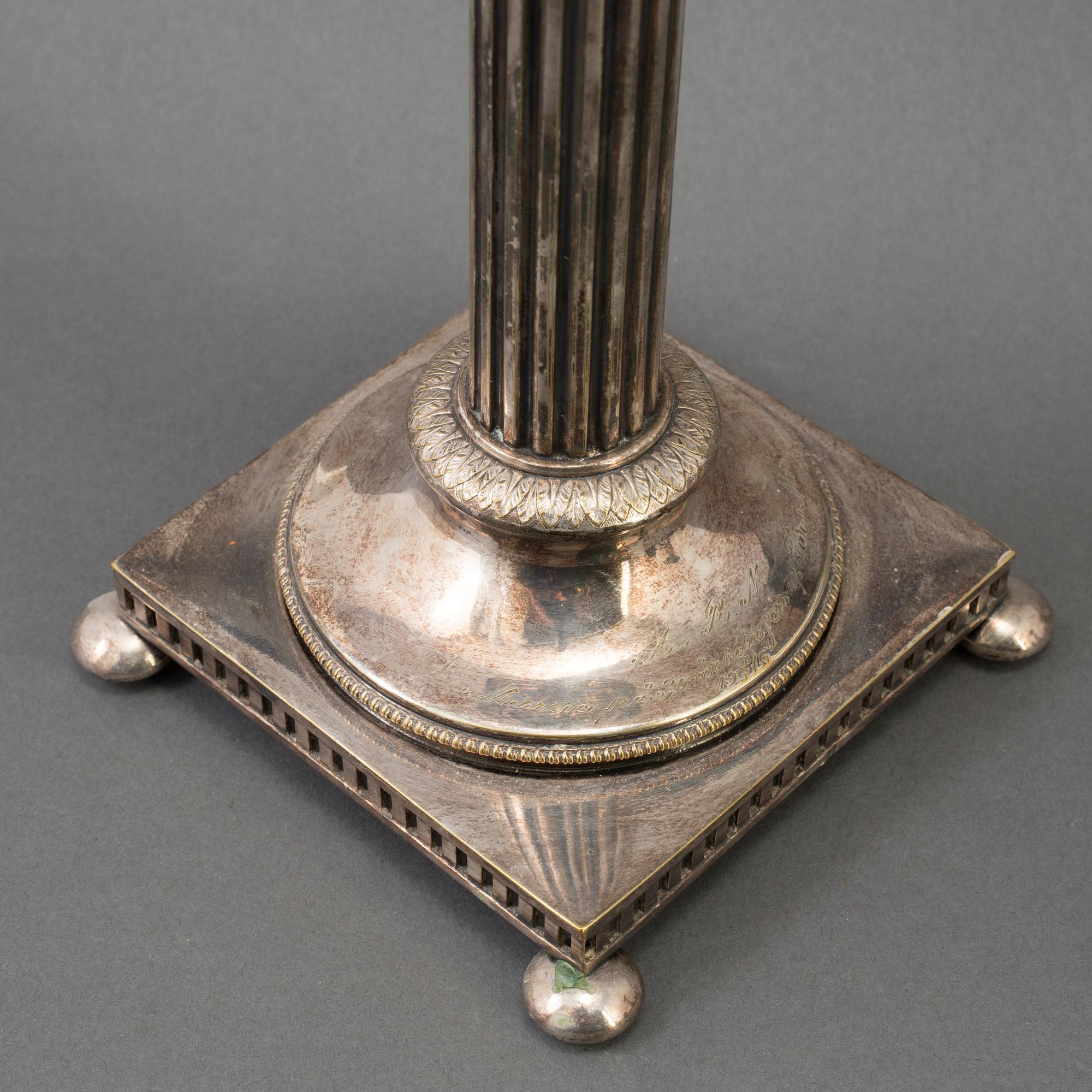 GULDSMEDSAKTIEBOLAGET (GAB), Ljusstakar, nysilver, Gustaviansk stil, 1900-talets första hälft.