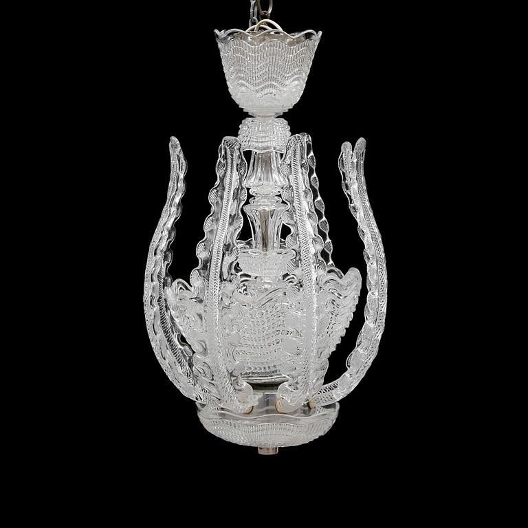 LJUSKRONA, glas, möjligen Carl Fagerlund, Orrefors, 1940/50-tal. Höjd ca 60 cm.