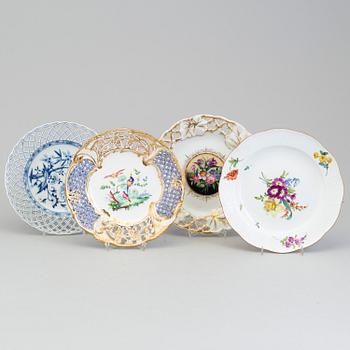 Four porcelain plates, Germany and France, 19th century.